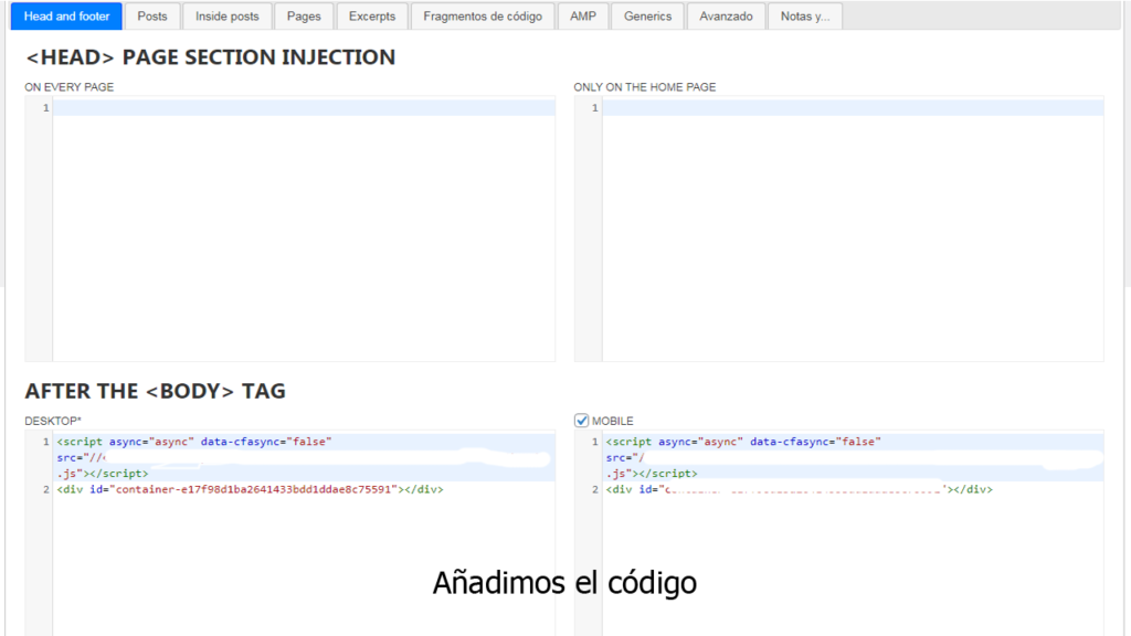 Cómo añadir un código en WordPress
