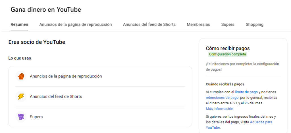 Idoneidad para anuncios en YouTube