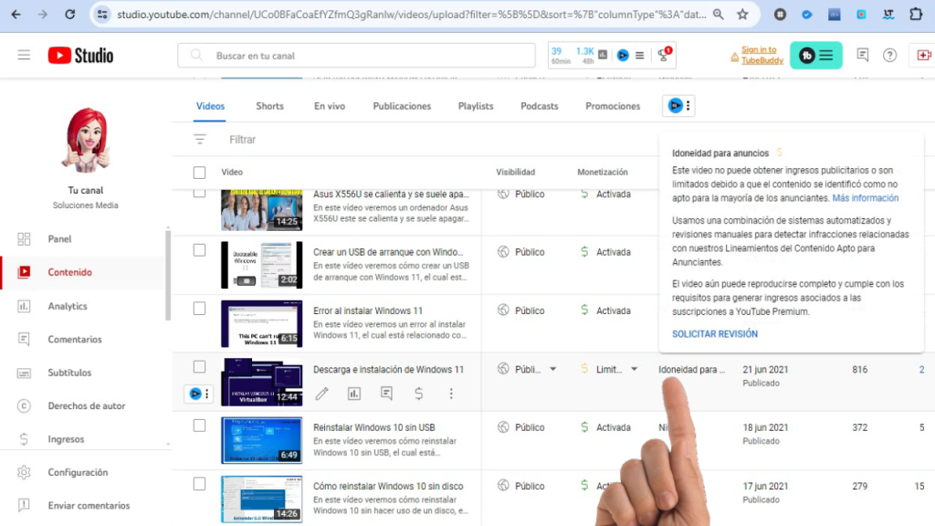 Solicitar revisión manual de contenido en YouTube