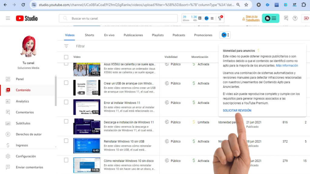 Solicitar revisión manual de contenido en YouTube