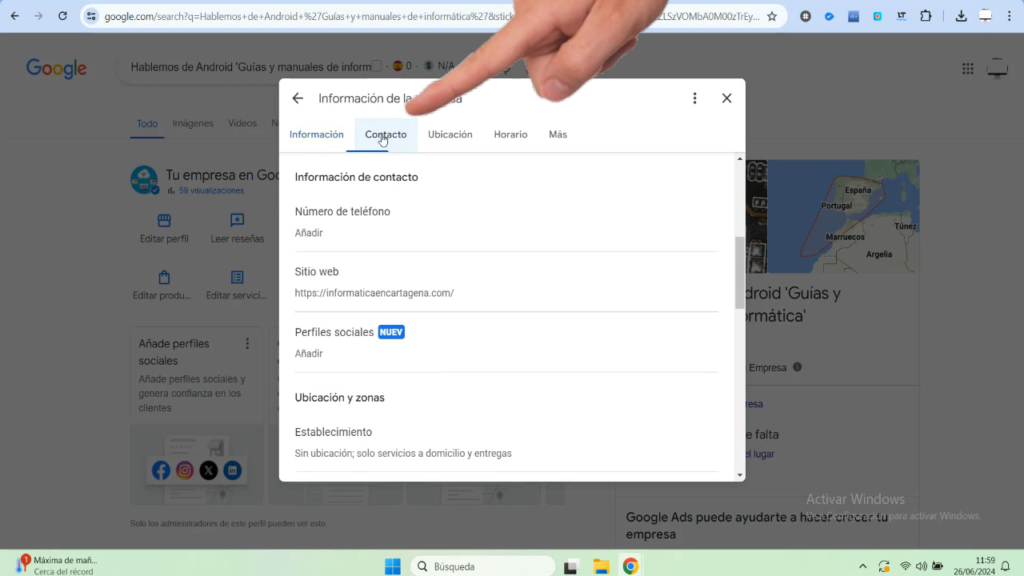 Editar mi número de contacto en Google Business