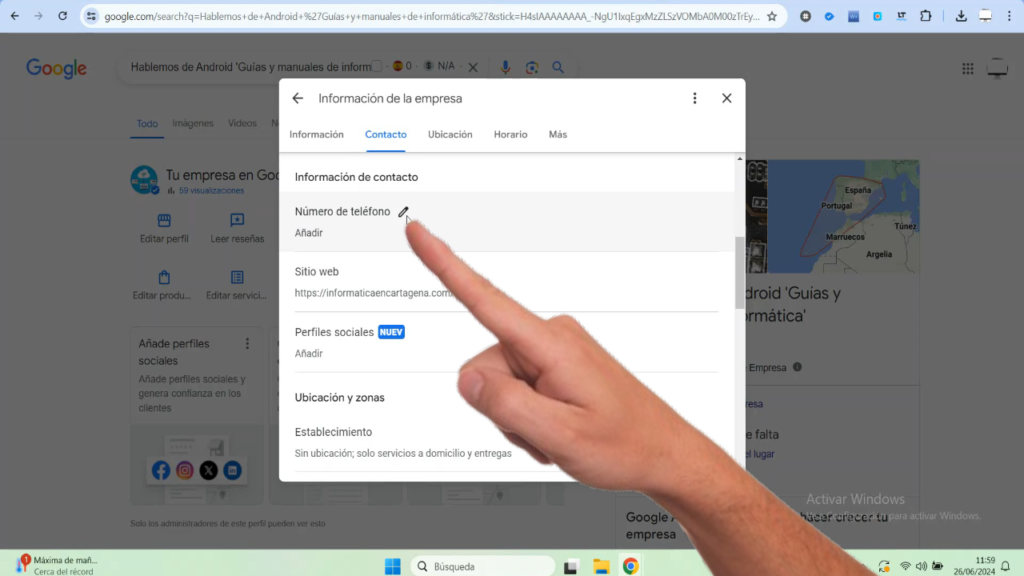 Editar mi número de contacto en Google Business