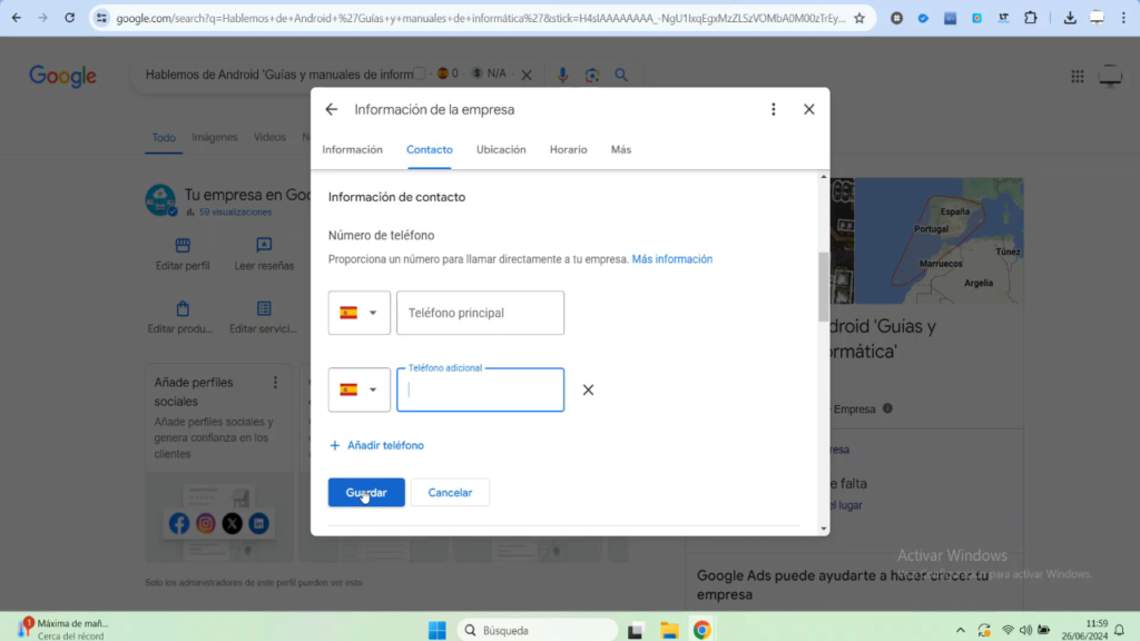 Editar mi número de contacto en Google Business