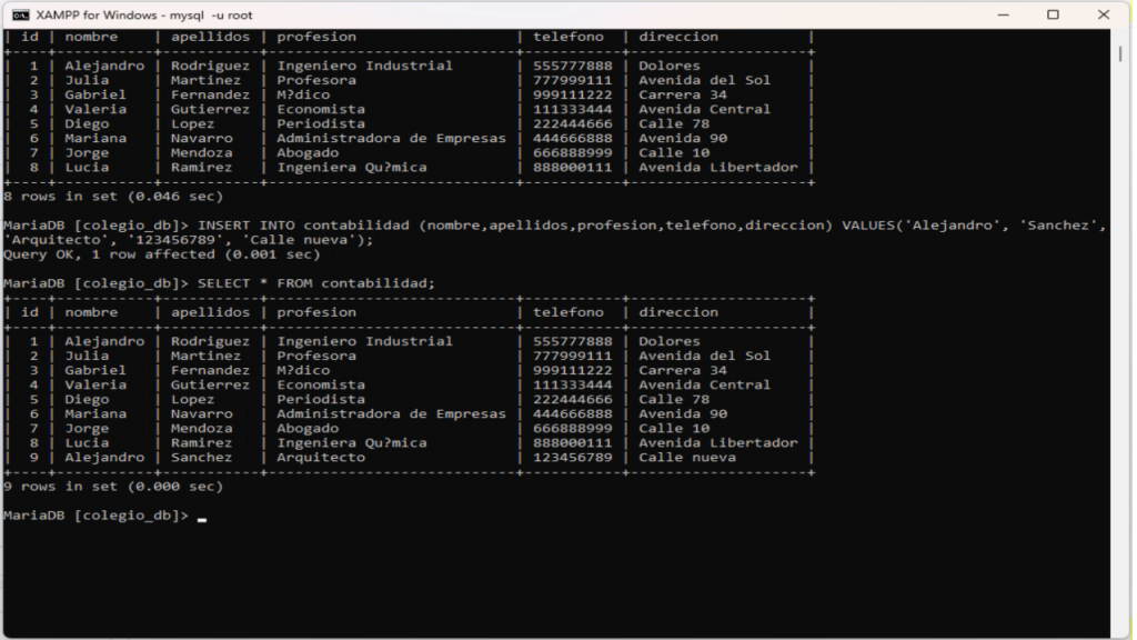 SELECT DISTINCT nombre FROM contabilidad