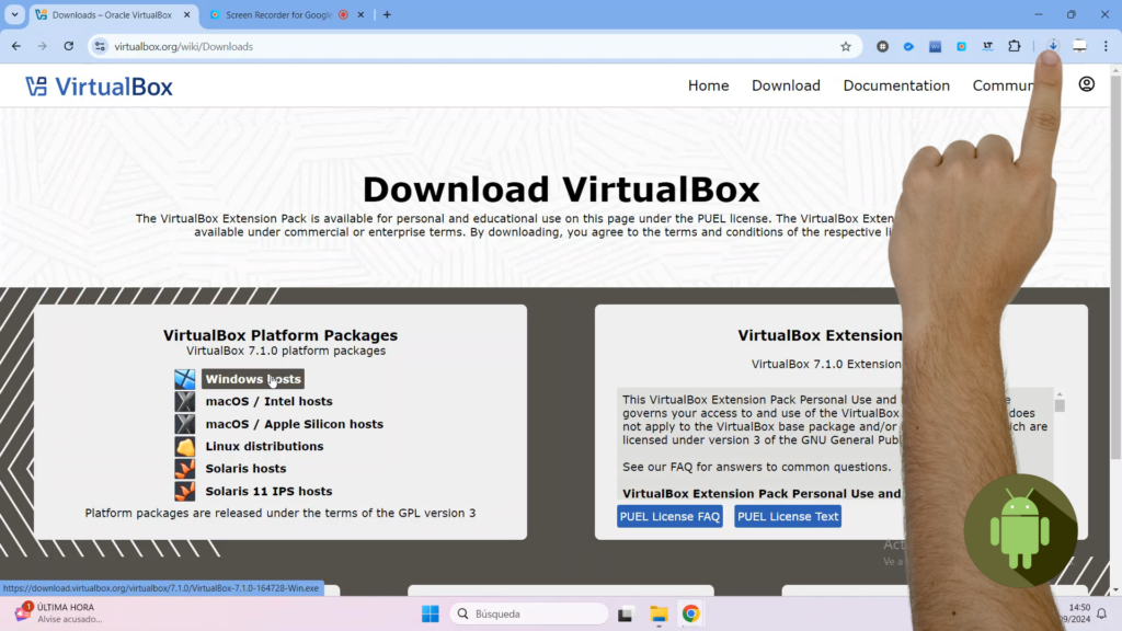 Descargar e instalar la nueva versión de VirtualBox 7.1
