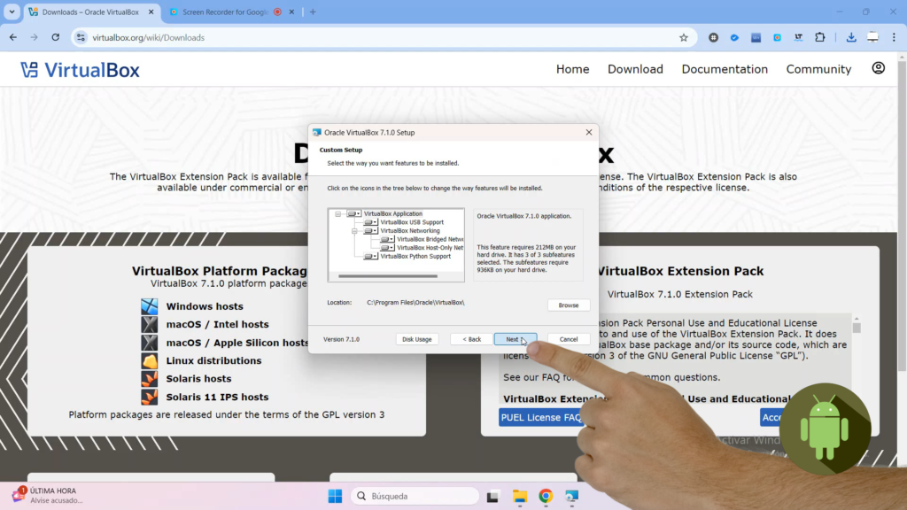 Descargar e instalar la nueva versión de VirtualBox 7.1