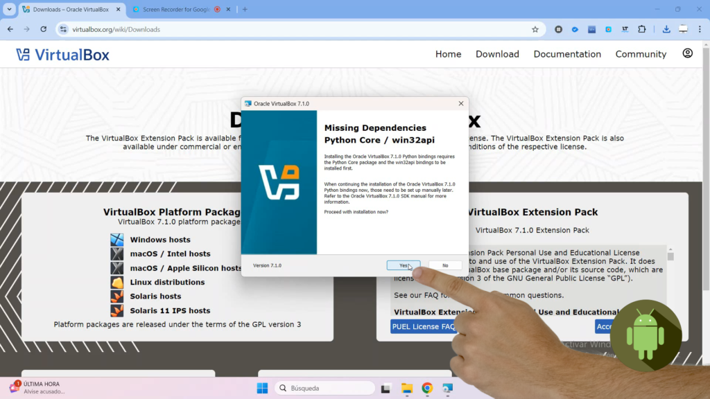 Descargar e instalar la nueva versión de VirtualBox 7.1