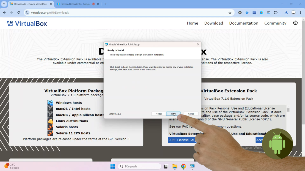 Descargar e instalar la nueva versión de VirtualBox 7.1