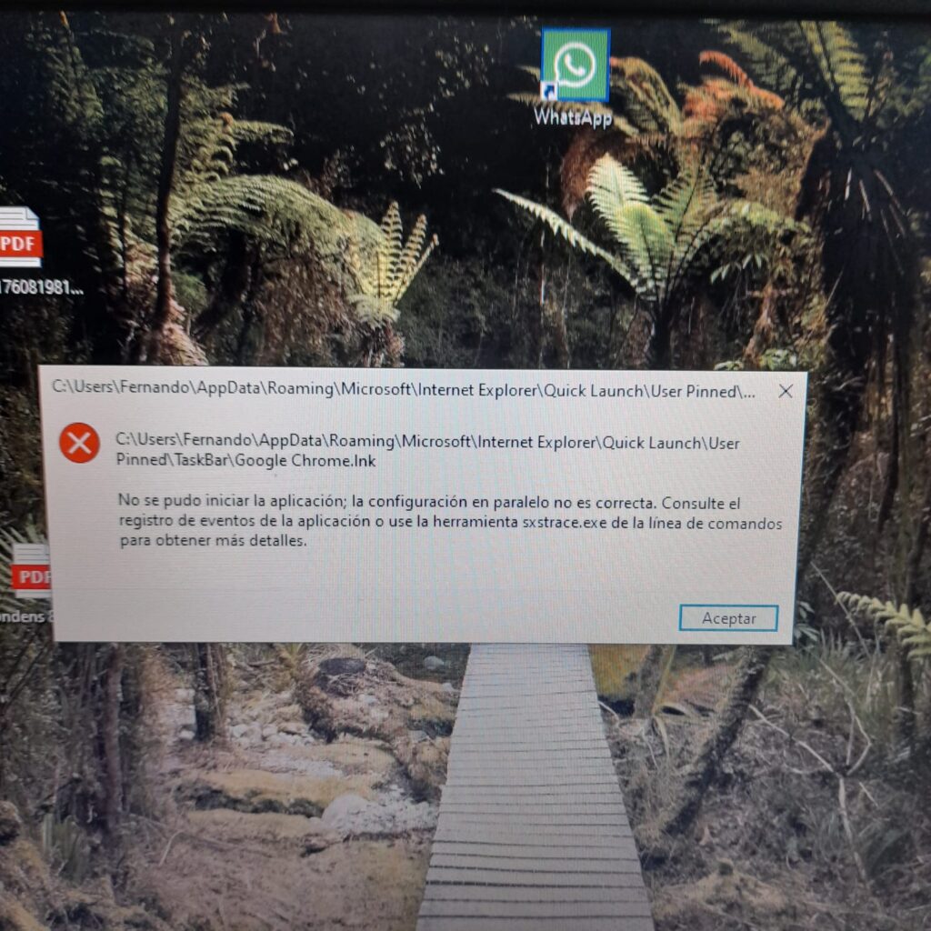 Error al abrir Google Chrome