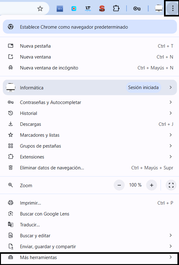 Nueva opción en la barra de herramientas en Google Chrome