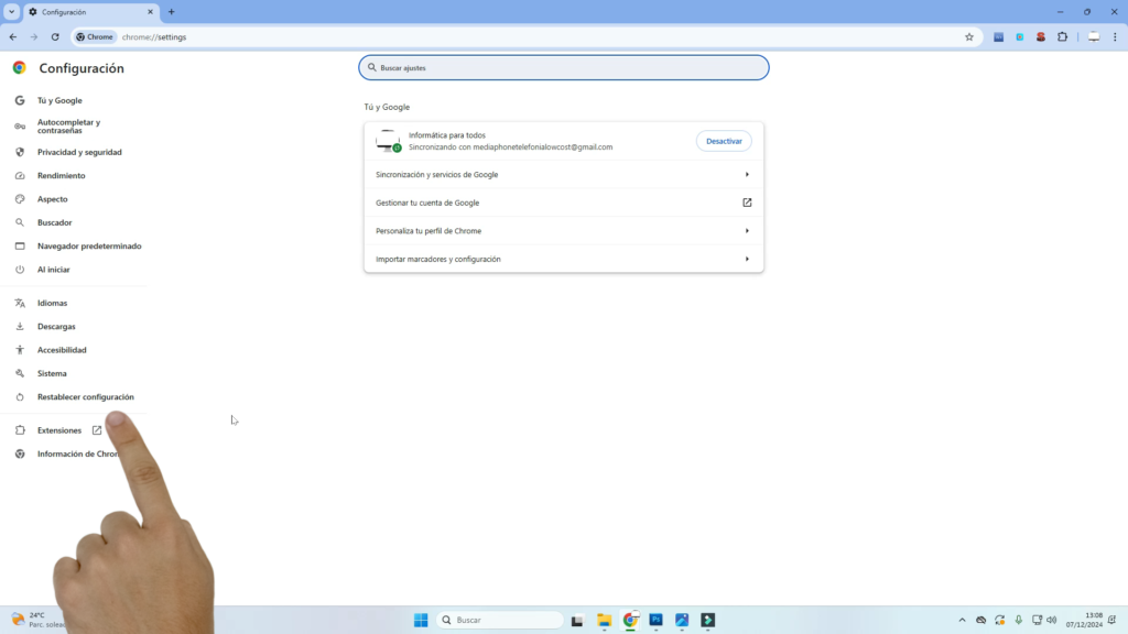 Restablecer Google Chrome por completo