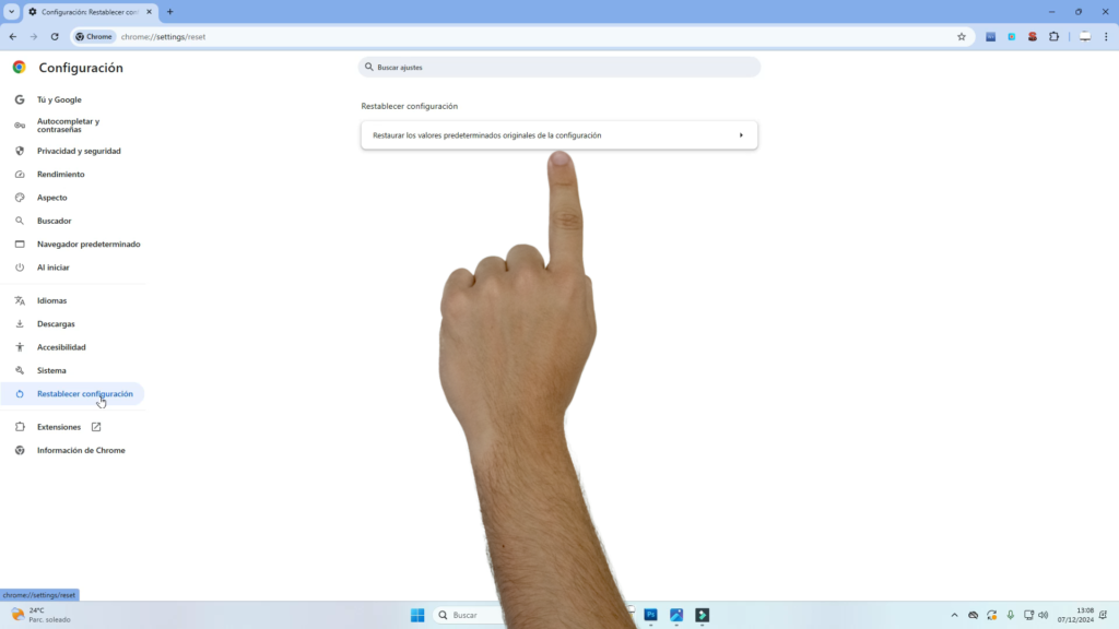 Restablecer Google Chrome por completo