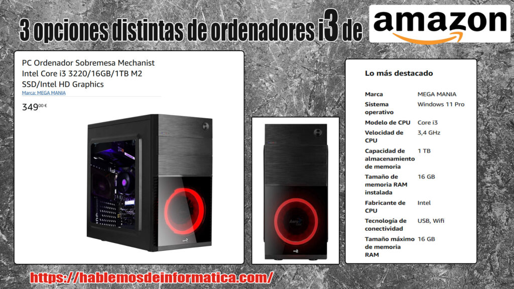 3 ordenadores de sobremesa i3 de Amazon