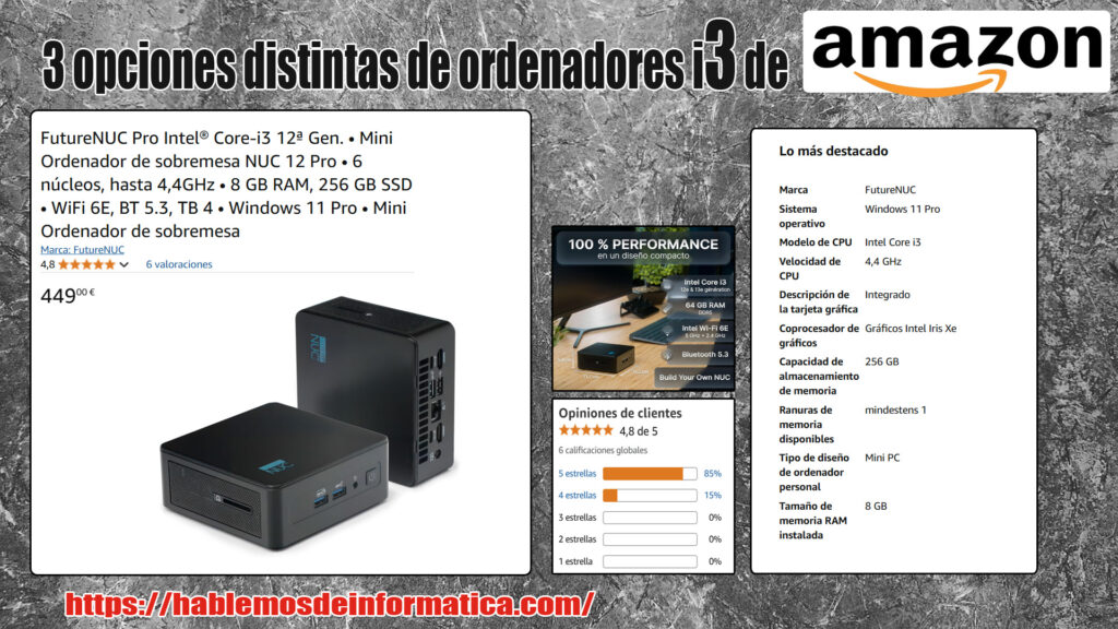 3 ordenadores de sobremesa i3 de Amazon