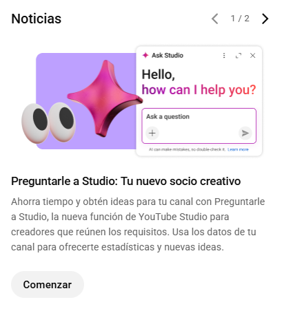 Qué es “Preguntarle a Studio” en YouTube Studio