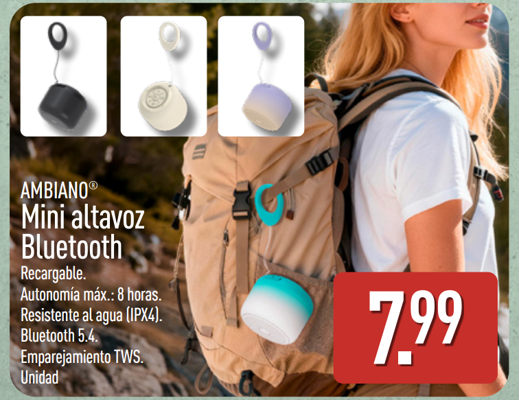Mini Altavoz Bluetooth Ambiano de ALDI por 7,99 €