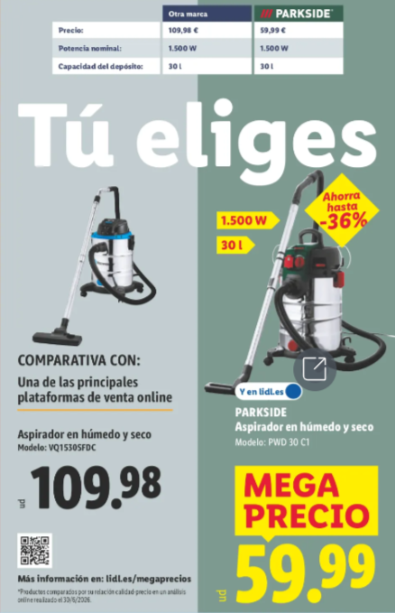 aspiradora para seco y húmedo por solo 59,99 €