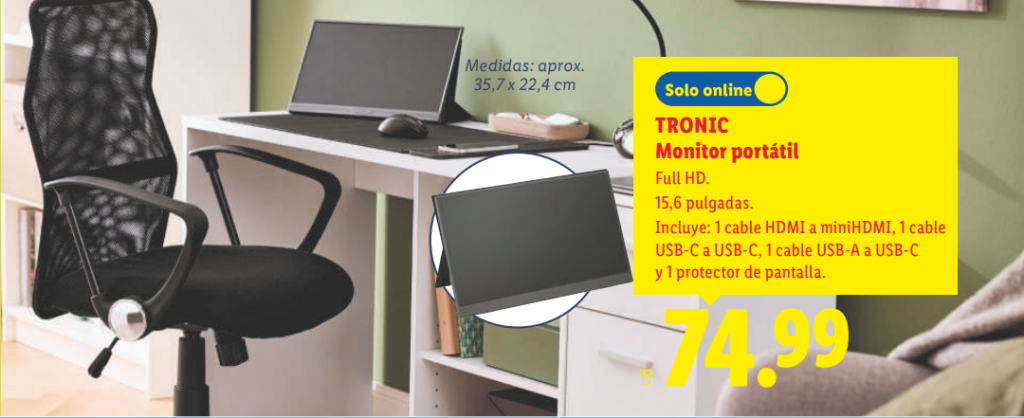 Vuelta al cole desde el 17 de agosto en Lidl con un monitor portátil Full HD de 15,6 pulgadas