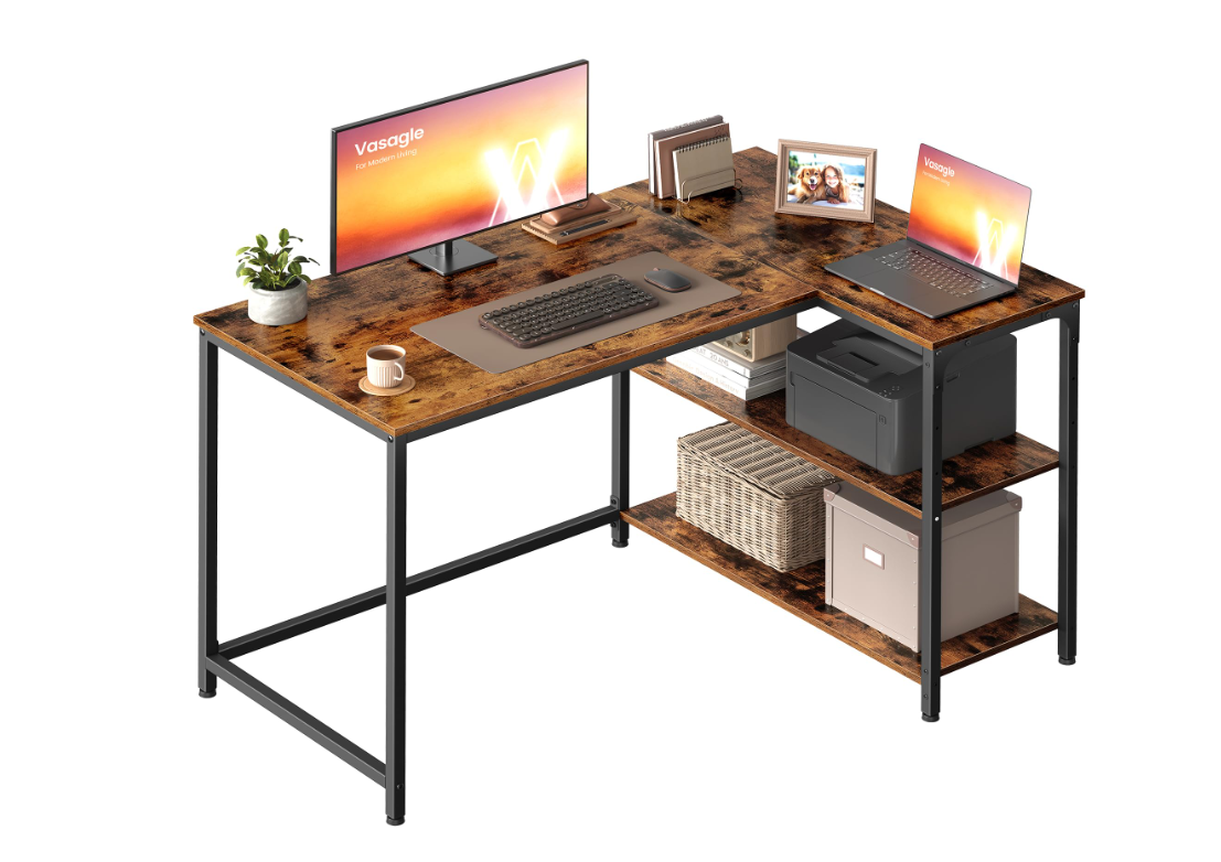 Nuevo precio en Leroy Merlin: escritorio gaming en L con estantería por solo 61,95 €