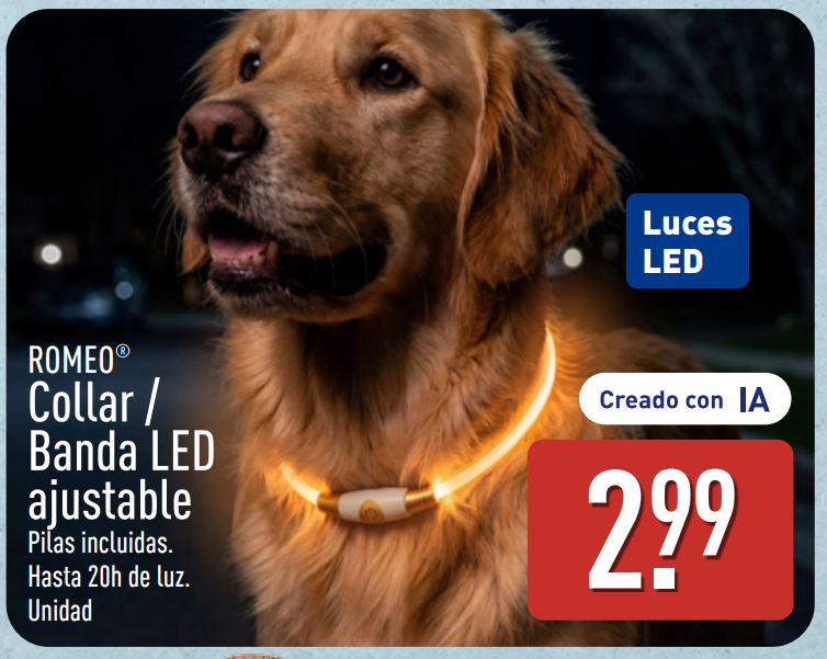 Un collar LED para no perder de vista a nuestro perro por la noche