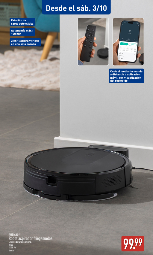 ALDI por el robot aspirador que aspira y friega