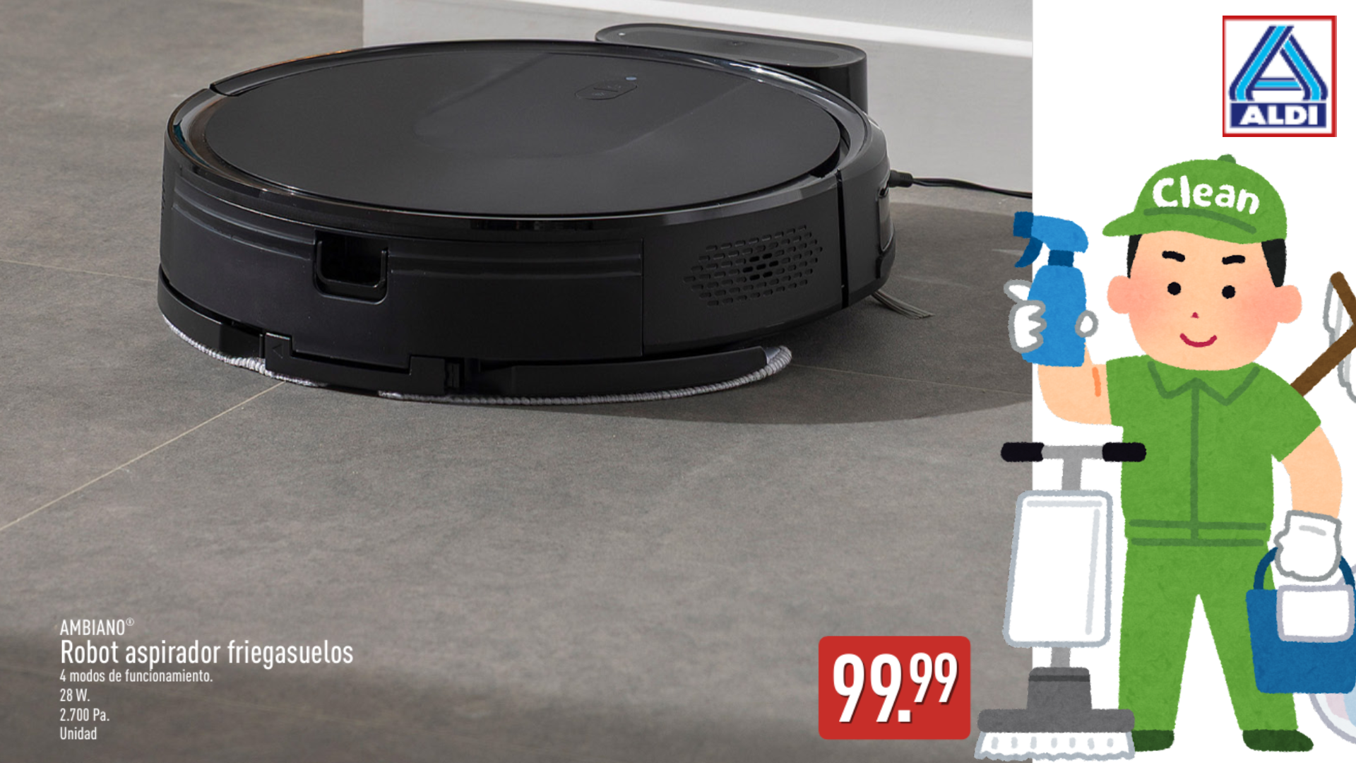 robot aspirador ALDI que aspira y friega por solo 99,99 euros